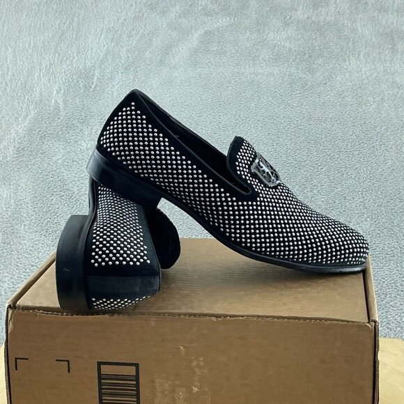 STACY ADAMS Men's, Swagger Loafer Black Silver 9 M NOWB S053 - Picture 1 of 7